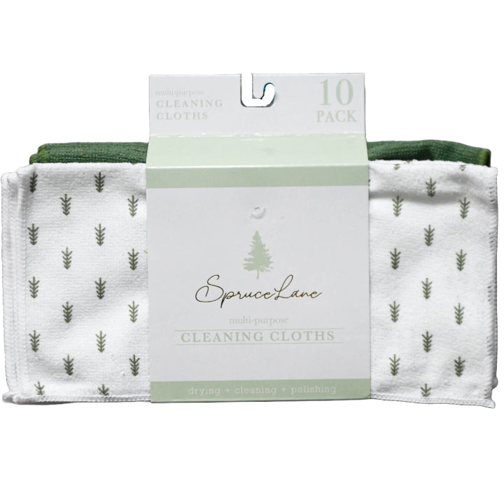 10pk WHITE/GREEN MICROFIBER CLEANING CLOTH C/P 48