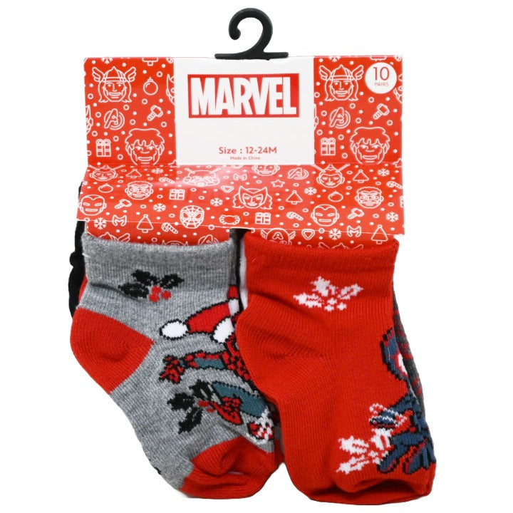 10pk 12-24m SPIDERMAN SPIDERMAS QRT SOCKS C/P 60
