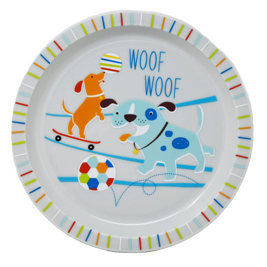 8.2" Kids Rimmed Plate - Dog Print C/P 12