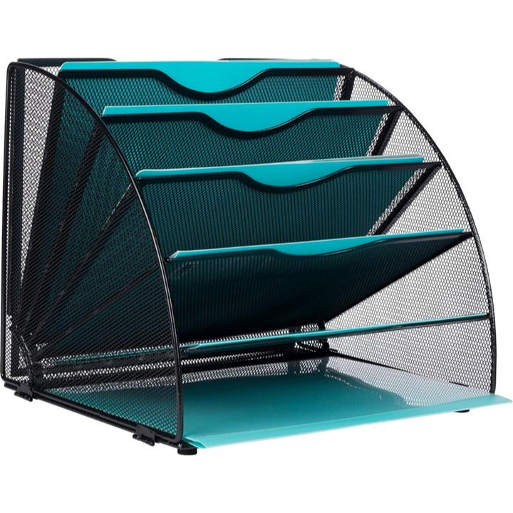 Black Fan Shaped Office Desk Organizers, 6 Compartments C/P 6