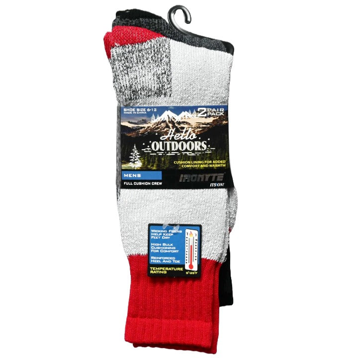 MENS 2PK FULL CUSHION THERMAL SIZE 6-12 KHAKI DARK GRAY C/P 48 IRONYTE