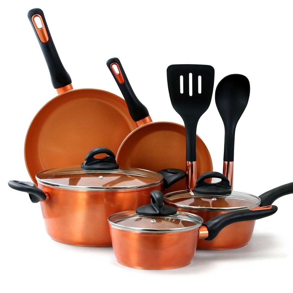 10pc GH HUMMINGTON METALLIC COPPER ALUMINUM COOKWARE SET C/P 2