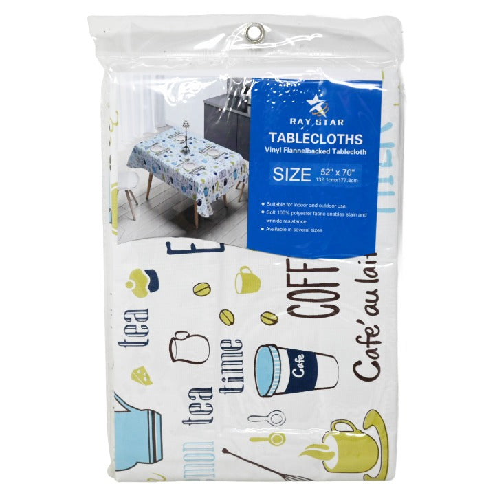 52x70" PRINTED VINYL TABLECLOTH wFLANNEL BACKING C/P 24