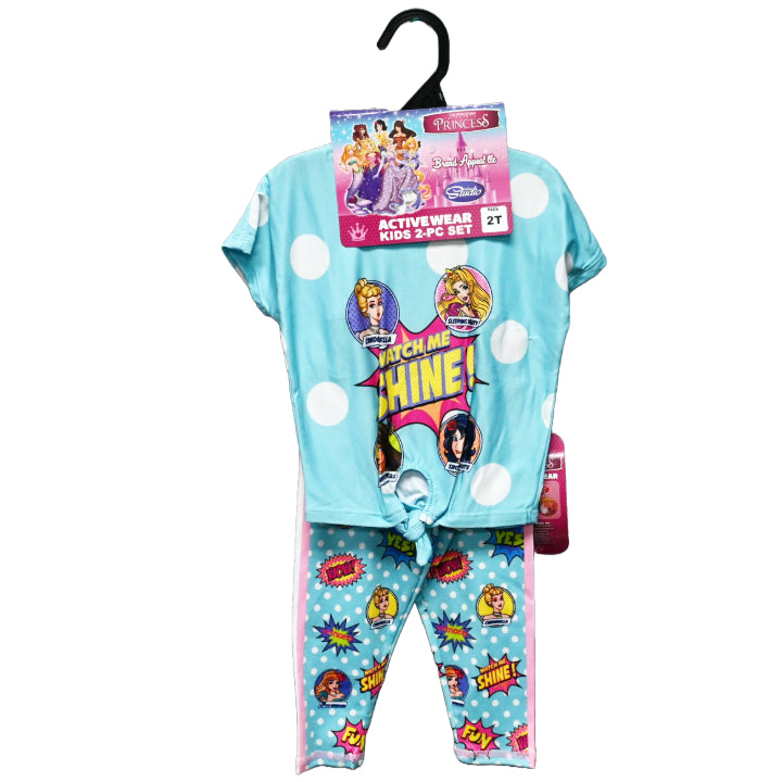 FAIRYTALE PRINCESS TIE FRONT T-SHIRT ACTIVEWEAR SET PIXEL PRINCESS 3-ASST SIZE 2T-4T C/P 48
