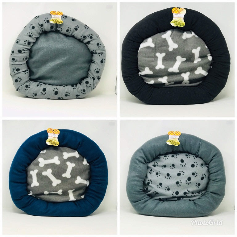 PET BED, 23''D DONUT W PAW PRINT 4 ASSTD C/P 12