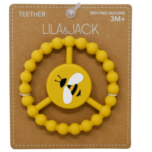 1pc Silicone Peace Teether - Mustard Bumblebee Print C/P 100
