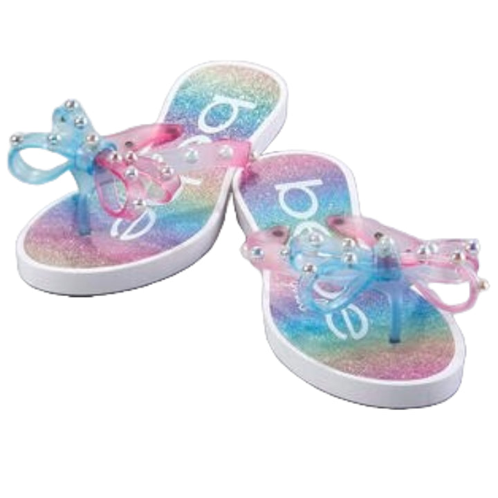 BEBE GIRLS RAINBOW PCU SANDAL W/STUDDED BOW ASST SIZE C/P 12