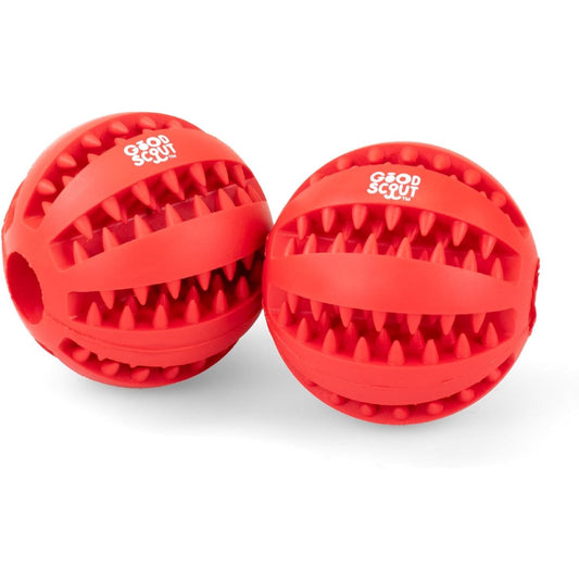 2pk RED RUBBER DENTAL BALL PET TOY C/P 50