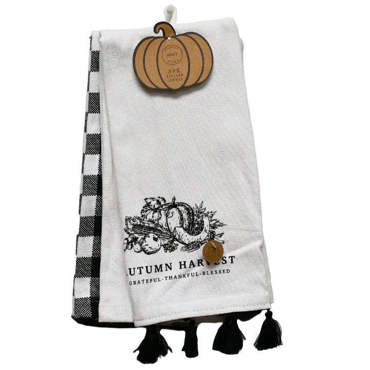3pk "AUTUMN HARVEST" KITCHEN TOWEL SET C/P 24