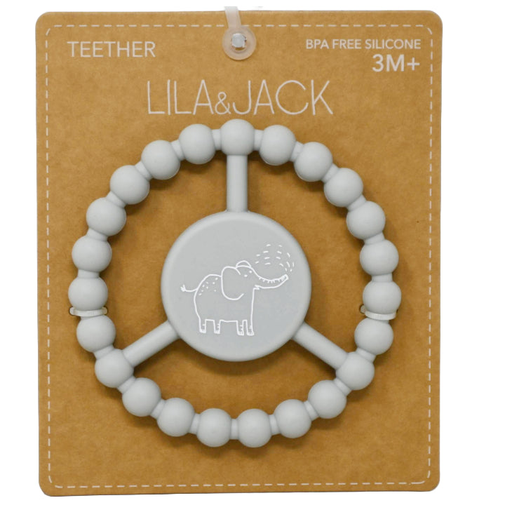 1pc Silicone Peace Teether - Gray Elephant Print C/P 100