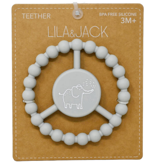 1pc Silicone Peace Teether - Gray Elephant Print C/P 100