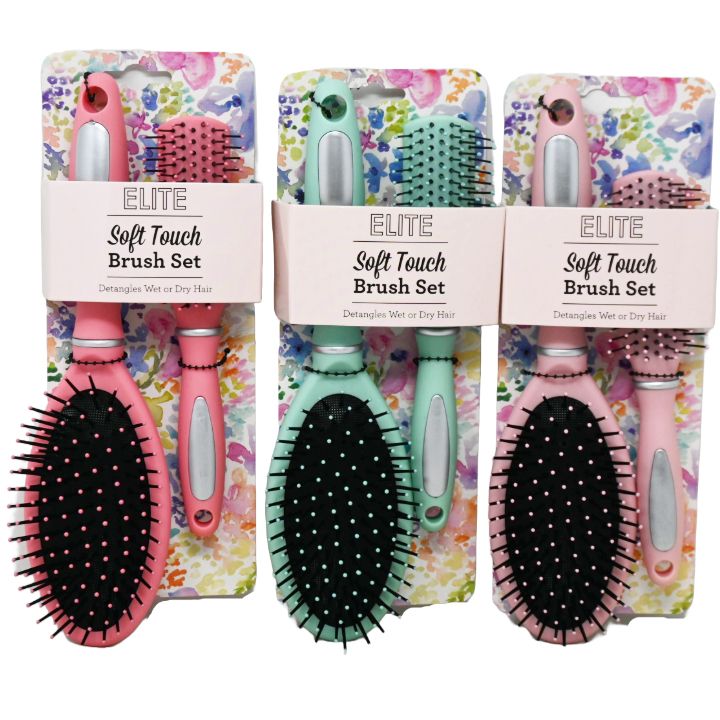 2pk ASST SOFT TOUCH HAIR BRUSH SET C/P 48