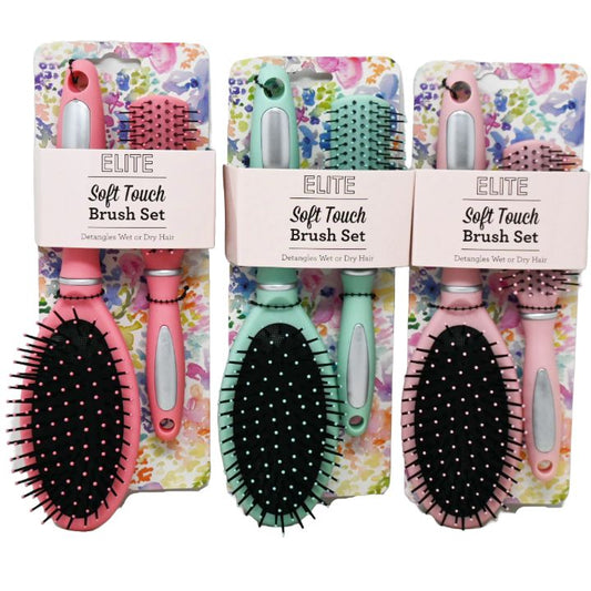 2pk ASST SOFT TOUCH HAIR BRUSH SET C/P 48