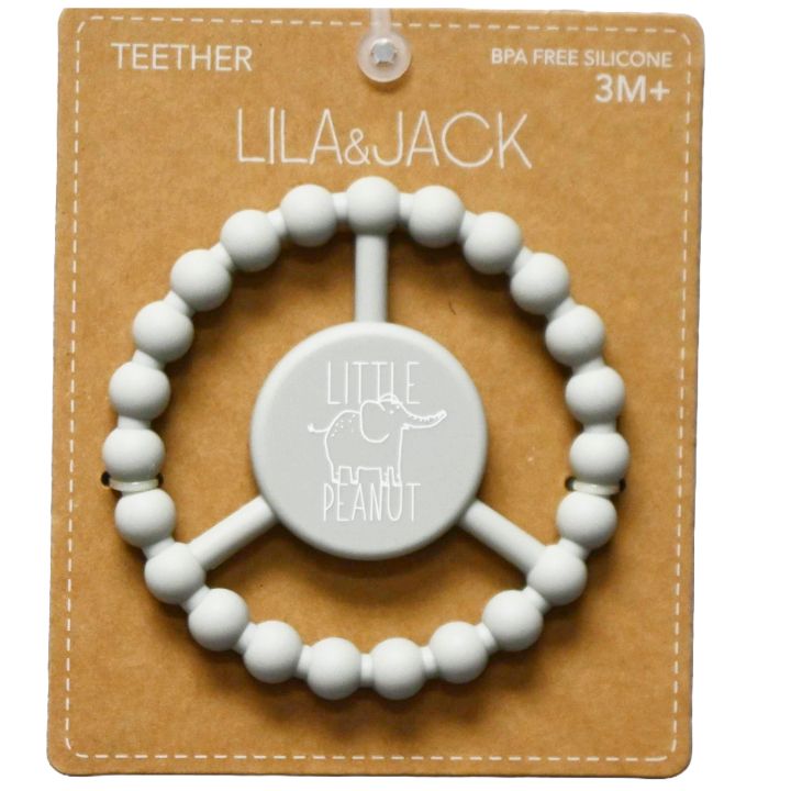 1pc Silicone Peace Teether - Gray "Little Peanut" Elephant C/P 100