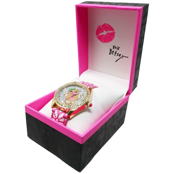 Gld w/Pnk Band Xmas Watch C/P 50 Betsey Johnson