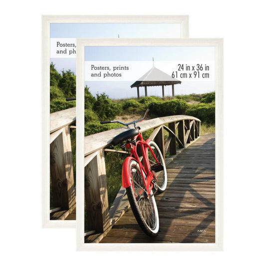 2pk 24"x36" MUSEUM POSTER FRAME WHITE WOODGRAIN C/P 1