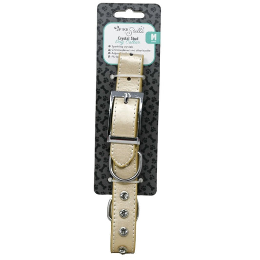 Gold Pet Collar with Studs Asst Size Spike & Stella C/P 36