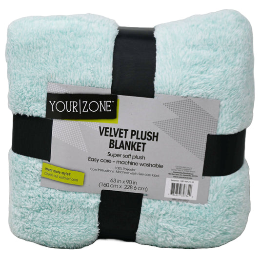 63"x90" MINT PLUSH BLANKET C/P 2