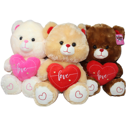 16" BEAR WITH HEART 3-ASST C/P 12