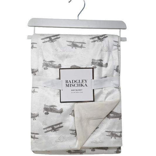 Gray Airplanes Throw C/P 30 Badgley Mischka