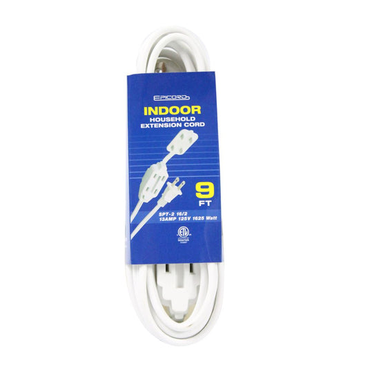 9ft WHITE INDOOR EXTENSION CORDS C/P 50