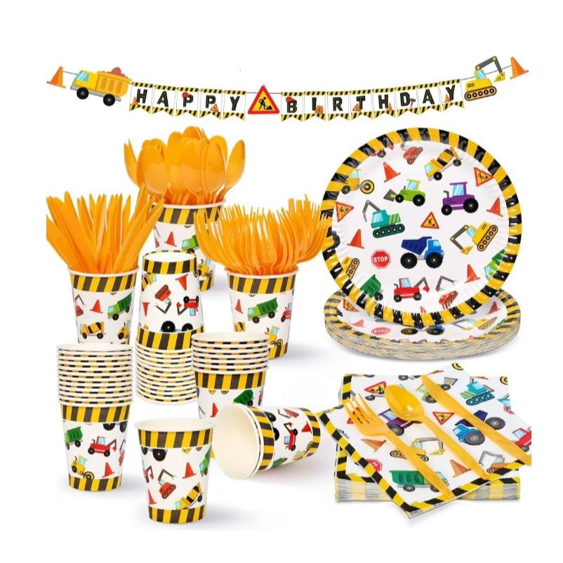 Kids Construction Bday Party Set Birthday C/P 12