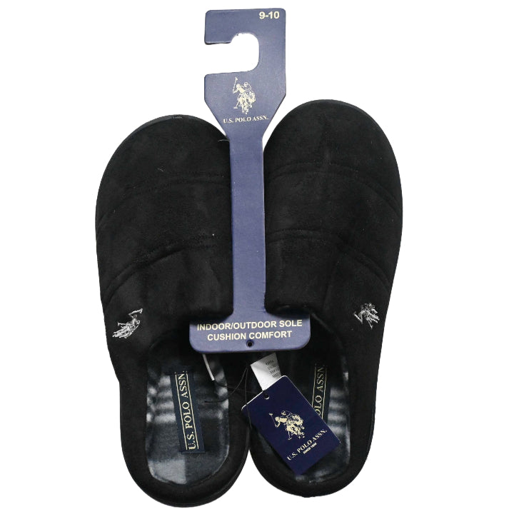 U.S. POLO ASSN. MEN'S BLACK SLIPPERS C/P 24