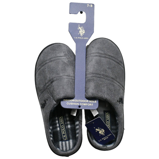 U.S. POLO ASSN. MEN'S GRAY SLIPPERS C/P 24
