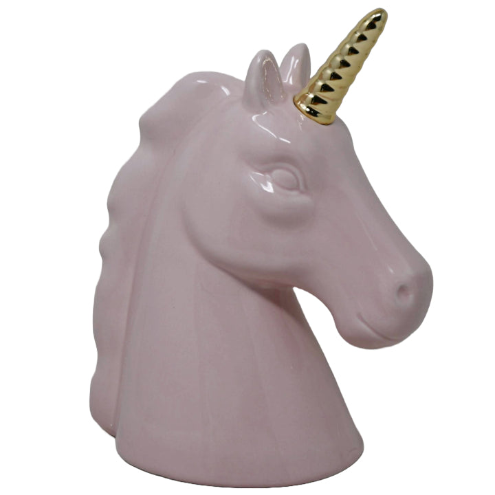 7x4.5x9 Pink Unicorn with Gold Horn Ceramic Decor C/P 12