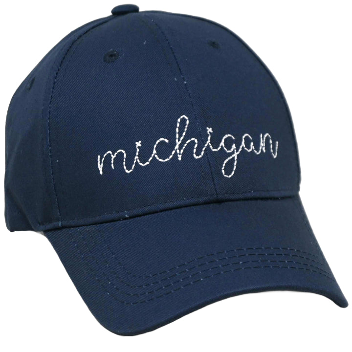Navy Embroidery State Hat- Michigan C/P 24