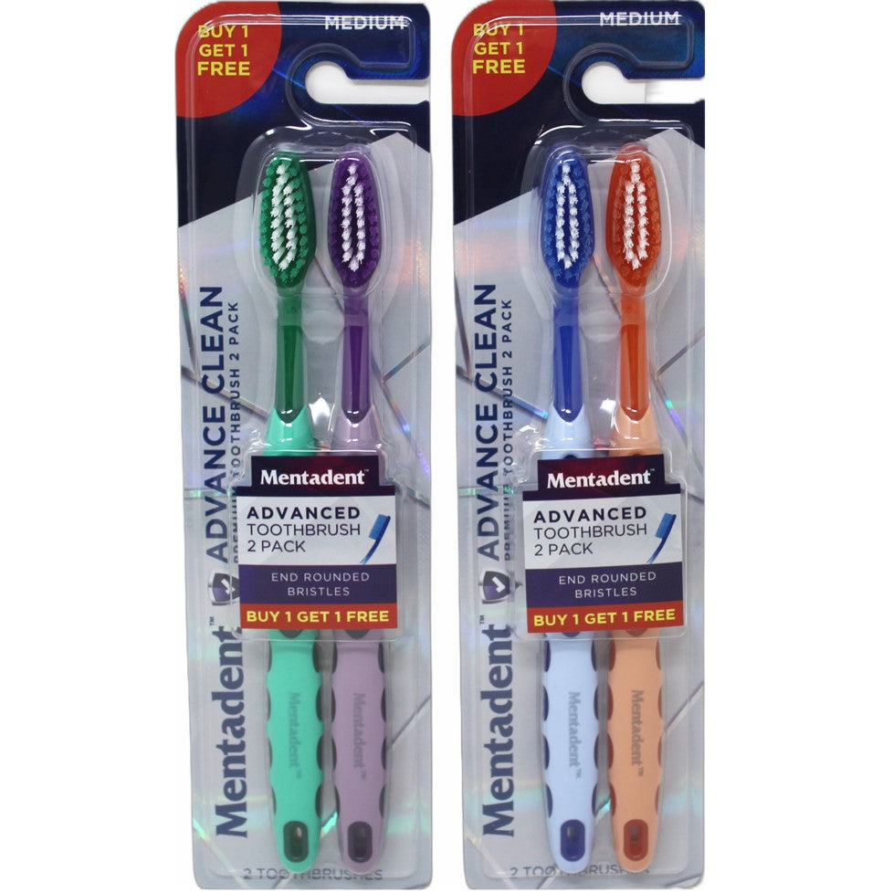 2pk MENTADENT ADVANCED TOOTHBRUSH (MED) C/P 24