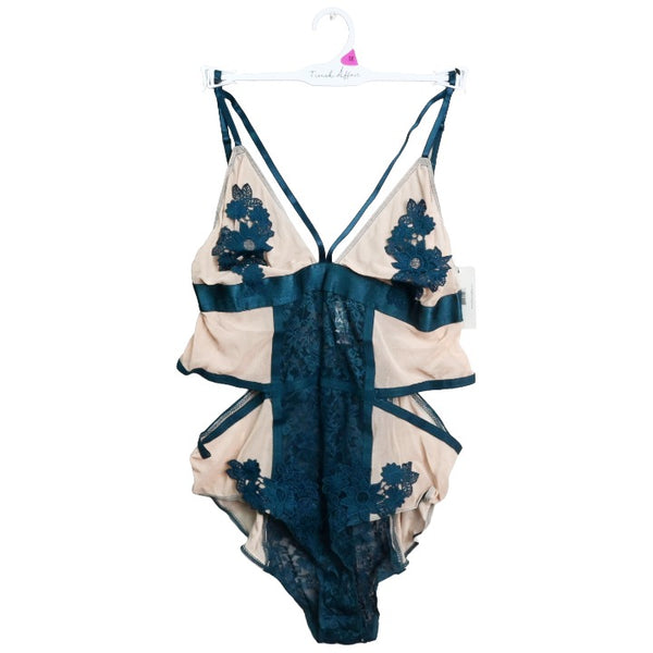Blu Lace/Mesh Lined Bodysuit C/P 36 French Affair