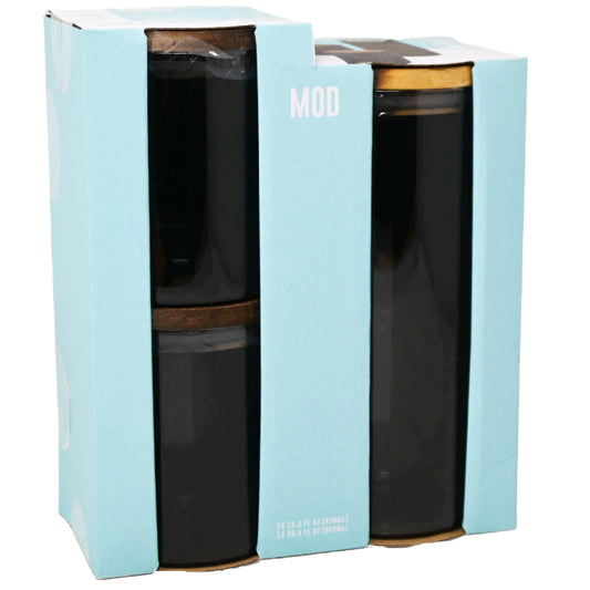 3pk GRAY GLASS STORAGE JARS (2pc 450ml, 1pc 900ml) C/P 12