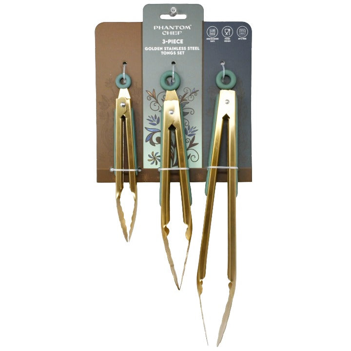 3pc Sge Gld Tong Set C/P 12 Phantom Chef