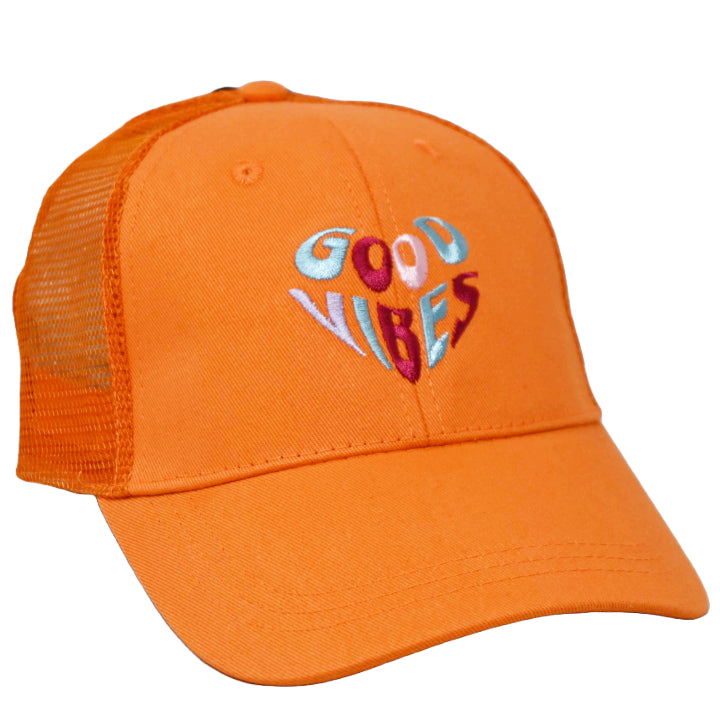ORANGE GOOD VIBES LADIES TRUCKER HAT C/P 50