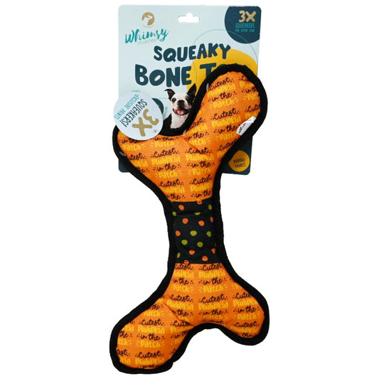 DOG BONE SKUEEKY TOY YELLOW/ORANGE C/P 36