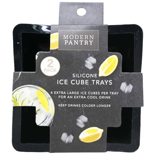 2pk Blk 4 Square Sil Ice Cube Trays C/P 24
