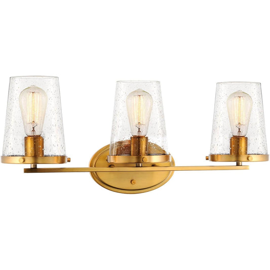 Trinity 24" Modern 3-Light Bathroom Light, Warm Brass Vanity Light Fixtures + Cone & Funnel Glass Shades, Wall Sconce Over Master Bathroom Mirror or Kitchen Sink, ETL Listed C/P 1