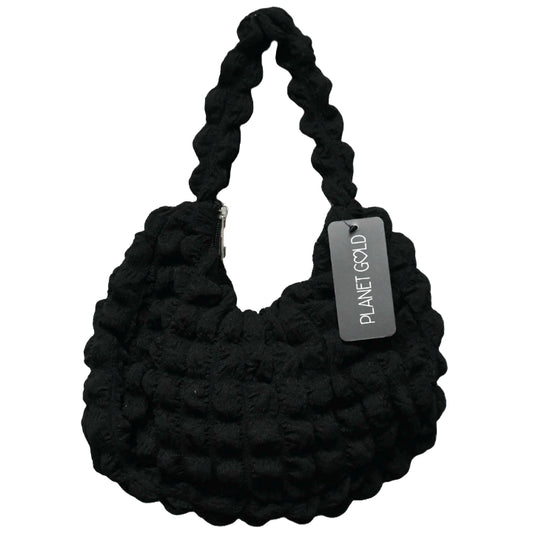 BLACK QUILTED HOBO HANDBAG W/TOP ZIPPER C/P 12