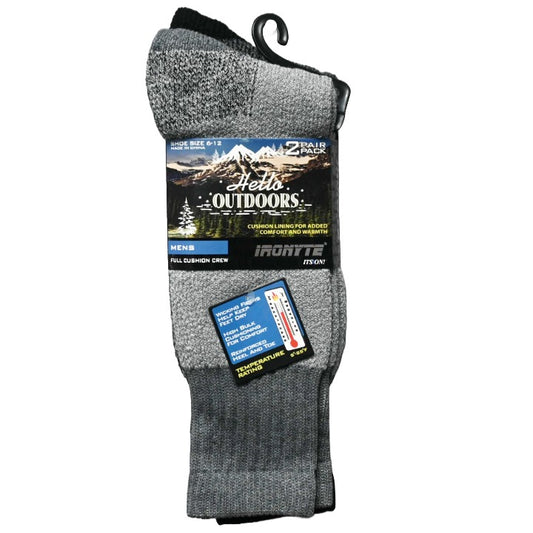 MENS 2PK FULL CUSHION THERMAL SIZE 6-12 LIGHT GRAY DARK GRAY C/P 48