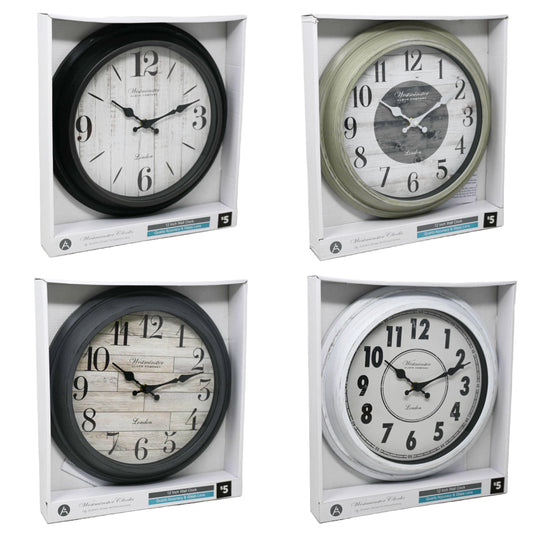 12" ASST WALL CLOCK C/P 4