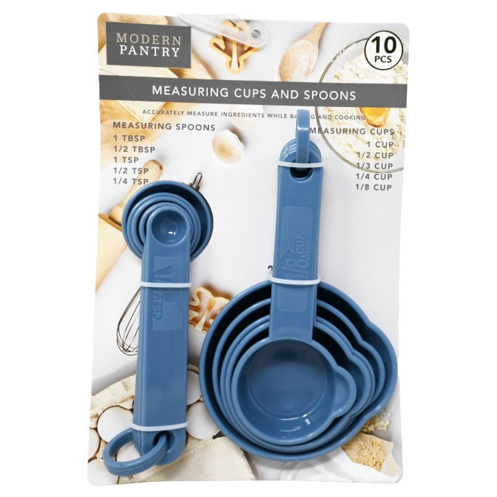 10pc Denim Plastic Meas Cups & Spoons C/P 48