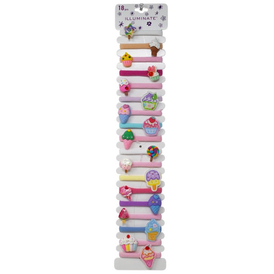 Illuminate 18pk Rolled Hair Pony Holders (With cute Ice Cream Icons in Bright Colors) Peg Card C/P 144