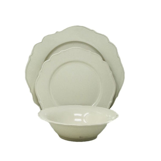 12pc WHITE SCALLOP DINNERWARE SET C/P 2