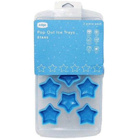 2pk BLUE STAR SHAPE SILICONE ICE CUBE MOLD C/P 12 EDGE