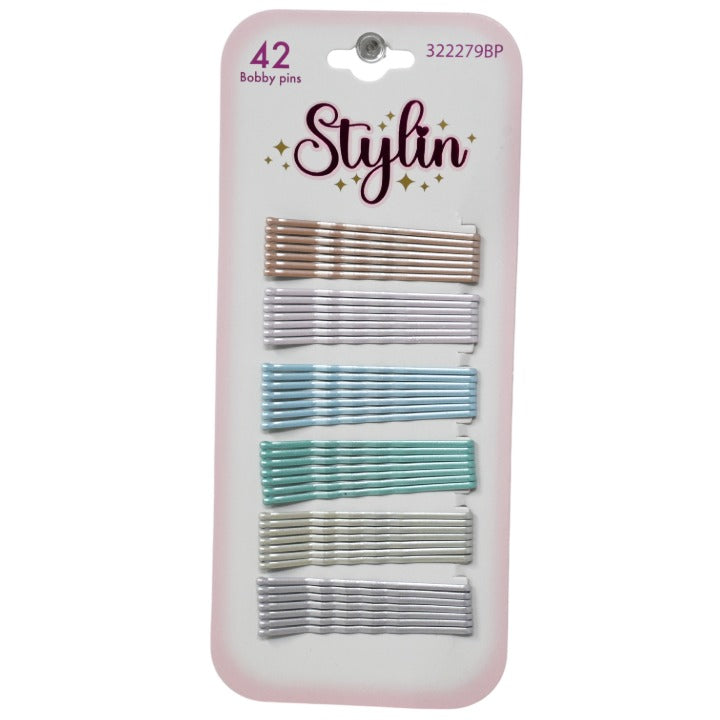 Stylin Girls 42pc Pastel Hair Bobby Pins (Pearlized) Peg Card C/P 144