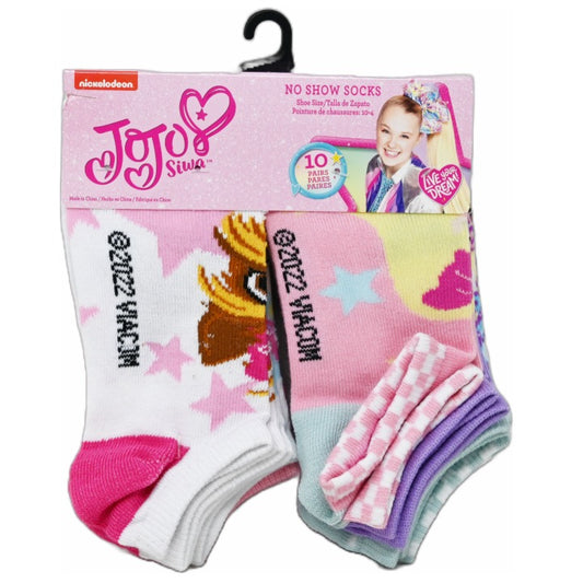10pk JOJO SIWA CHECK IT NS SOCKS SIZE 6-8 C/P 60