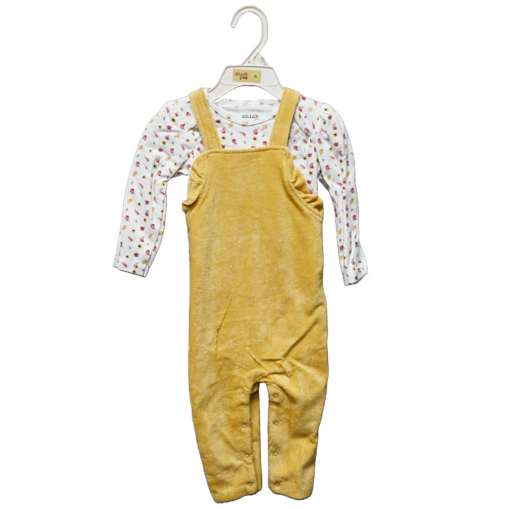 2pc FLORAL YELLOW OVERALL SET C/P 48