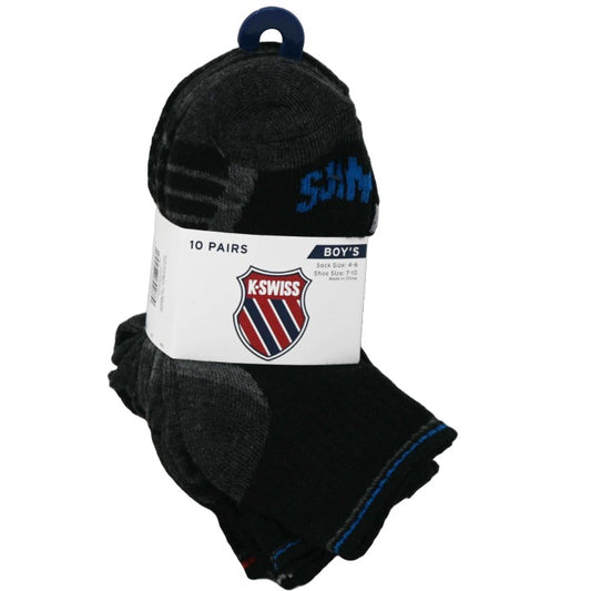 K-SWISS 10PK 4-6 BOYS QTR SOLID SOCKS C/P 36