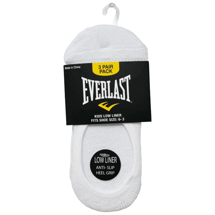 *USA ONLY* Kids Small White 3pk Unisex 1/2 Cush Low Liner Socks C/P 30